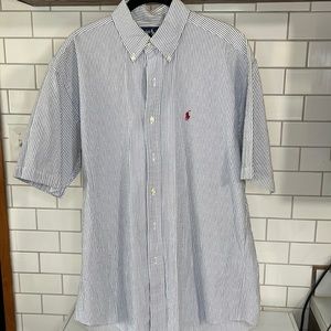 Polo Ralph Lauren Men’s Shirt Classic Fit Blue/White Seersucker Button Medium